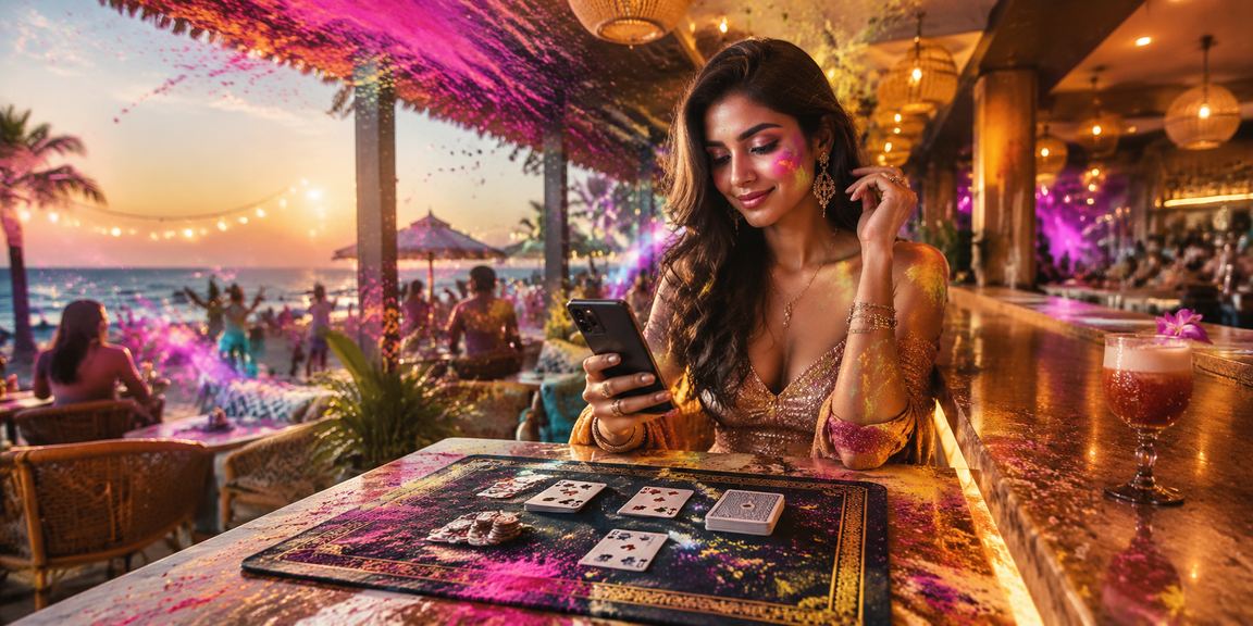 Mobile cricket and casino betting during Holi festival in Goa